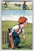 A Coming Cricketer Postcard Tuck A Boundary GE Shepheard Boy Cricket Paddle 9375 - £28.14 GBP