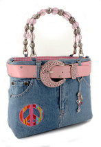 Discount Item - Jean Purse w/ Patched Color Peace Sign - BG-ABJ39M ( BG-BJ139M) - $51.84