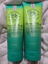 2 x BATH &amp; BODY WORKS STRESS RELIEF SANDALWOOD EUCALYPTUS BODY CREAM 8 OZ - £35.98 GBP