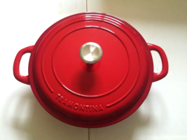 Tramontina  4 Qt Red Enameled Cast Iron Double Handled Gourmet Braiser With Lid - £39.14 GBP