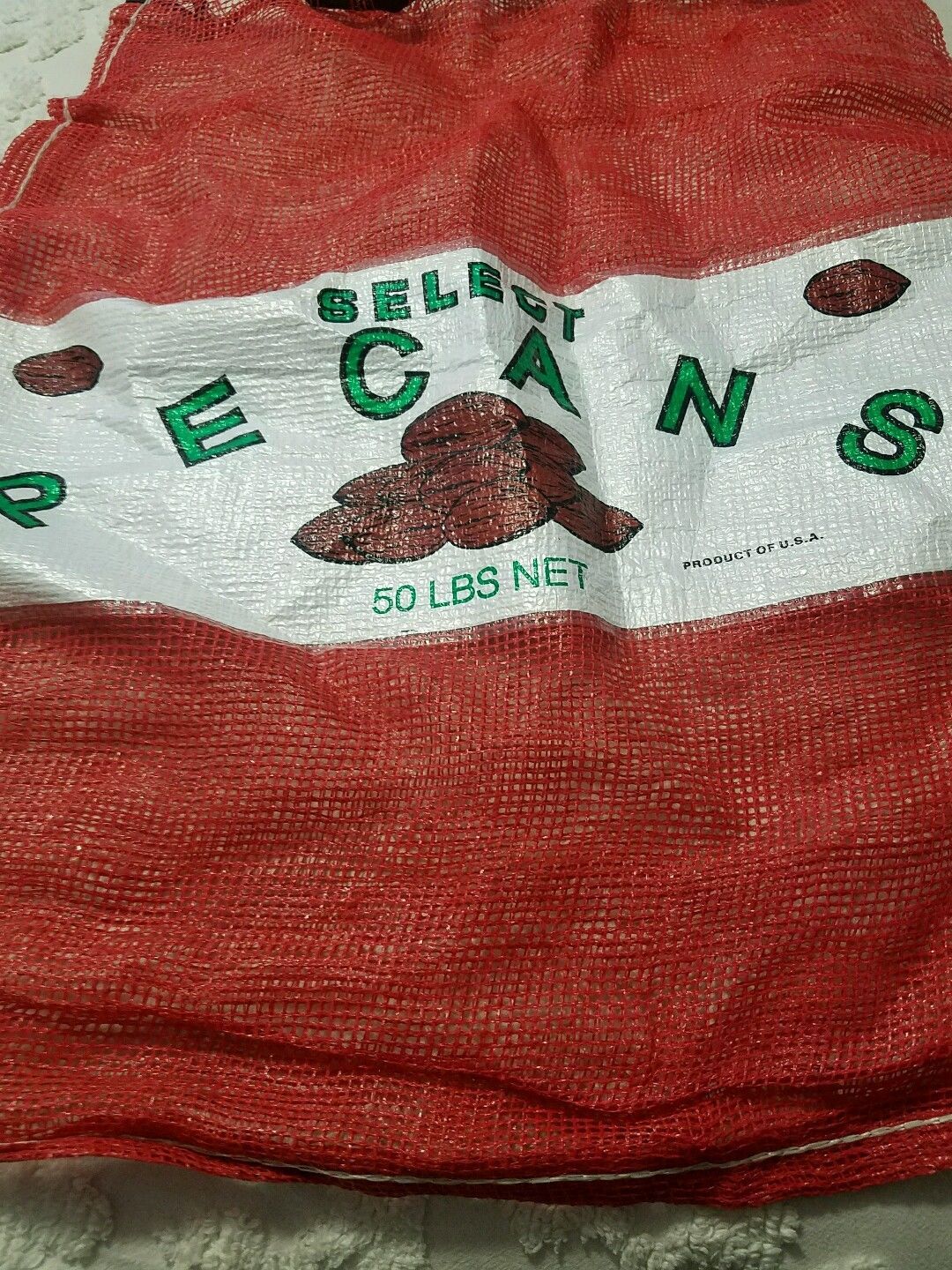 Select Pecans Walnuts Peanuts Mesh Bag Only 50 LBS U.S.A Drawstring