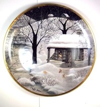 Moonlight Visitors Carol J Endres collector plate Franklin Mint 8&quot; gold rim - £7.86 GBP