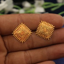 Gold Tops, 22k Yellow Gold Earrings stud , Handmade Yellow gold earrings... - £760.24 GBP