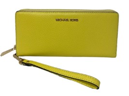 Michael Kors Continental Wallet Wristlet Sunshine Yellow Leather 35T7GTVE7L FS - £58.41 GBP