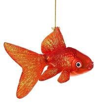 GOLDFISH ORNAMENT 5&quot; Glass Beautiful Detailed Orange Gold Fish Christmas... - $28.95