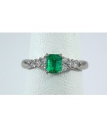 0.27ct EMERALD &amp; DIAMOND PLATINUM Ring - R10073 - $402.05
