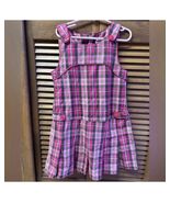 GAP Size medium 8 Girls Pink Plaid Gingham Overall pleated Dress EUC - $9.88