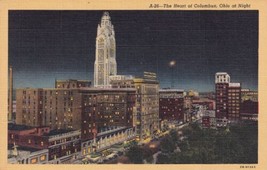 Columbus Ohio OH at Night Deshler-Wallick Hotel Neil House Postcard C58 - £2.25 GBP