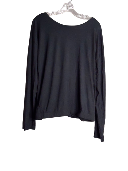 Primary image for Forever 21 Deep V Neck Crossover Back/Front Long Sleeve Black Shirt Size Large