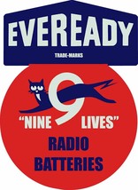 Eveready Nine Lives Radio Batteries Plasma Cut Metal Sign - £31.23 GBP