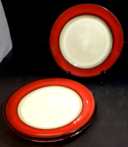 Mikasa Gourmet Basics AVA Bowl 8 3/8&quot; Red Cream Brown Stoneware Set of 3 - £23.54 GBP