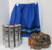 New Native American Seminole Girl&#39;s Handmade Blue Aztec Print Ribbon Skirt XL - £34.88 GBP