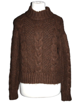 American Eagle Sweater Women Brown Pullover Mock Neck Chunky Cable Knie ... - $22.50