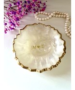 Personalized Engagement Ring Dish Pearlescent White Epoxy Resin Dish for... - $54.53 CAD