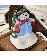 Vintage Ceramic Snowman With Glove And Jacket 9&quot; Tall  - $57.04 CAD