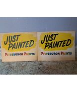 2 PITTSBURGH PAINTS JUST PAINTED (WET PAINT) SIGN 1953 VINTAGE MID CENTURY - $456.73 MXN