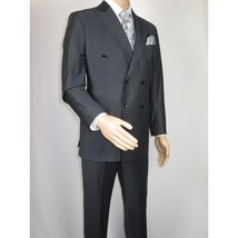 Men Suit BERLUSCONI Turkey Italian Wool 180's Double Breasted UGS94-14 Charcoal image 2