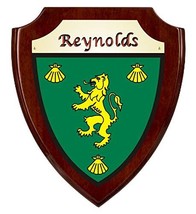 Reynolds Irish Coat of Arms Shield Plaque - Rosewood Finish - $43.56