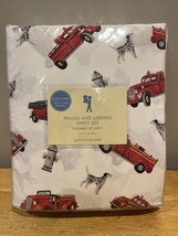 Pottery Barn Kids Trucks And Ladders Firetruck Dalmatian Dog Queen Sheet Set New - £114.88 GBP