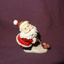 Golfing Santa Claus Figurine Christmas Resin 2&quot; Holiday Sport - £8.05 GBP