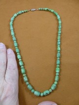 (v326-138) 22&quot; long Chinese turquoise oblong round bead beaded gemstone Necklace - £64.26 GBP