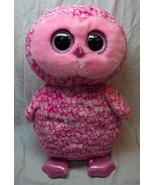 Ty Beanie Boos VERY LARGE PINKY THE PINK OWL 17&quot; Plush STUFFED ANIMAL - £30.97 GBP