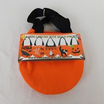 Lot of 5 Mini Canvas 5&quot; Tote Bags Orange Halloween Innovoinc 100% Cotton... - $9.75