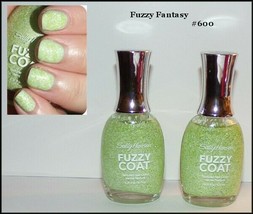 2 Sally Hansen Lime Green Fuzzy Coat Fiber Texture Nail Polish Fuzzy Fantasy 600 - $12.95
