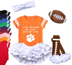 Clemson  Tigers Girls Watching With Daddy Onesie Set - £16.96 GBP+