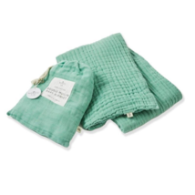 Nordic Kids Baby Muslin Cotton Double Blanket w/ Bag For Cot/Pram Forest Green 1 - £83.59 GBP