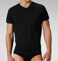 3 GENUINE CALVIN KLEIN MEN'S BLACK V NECK SIZE MEDIUM 100% COTTON T SHIR... - $29.90