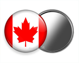 CANADIAN MAPLE LEAF CANADA RED WHITE FLAG POCKET PURSE MAKEUP MIRROR GIF... - $15.49+
