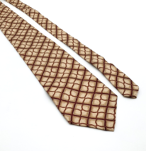Claiborne 100% Silk Men&#39;s Ties For Dress Casual USA Made Suit Maroon Tan Gold - £14.77 GBP