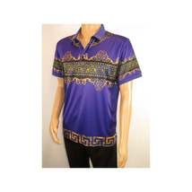 Men's Sports Polo Shirt Barocco Fashion Printed Short Sleeves Soft BSP612 Indigo image 10