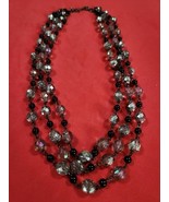 Chicos Triple Strand Necklace Black Silver Tone Beaded Costume Fashion J... - €16,09 EUR