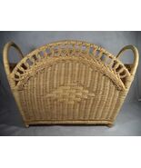 Vintage Magazine Rack Holder Rattan Wicker Woven Natural Color Basket w/... - €17,40 EUR