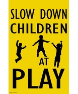 Slow Down Children At Play Double Sided Caution Garden Flag Emotes Yard ... - £10.61 GBP