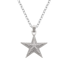 1Ct Round Cluster CZ Diamond Star Shape Pendant Necklace in 925 White Gold Over - £74.07 GBP
