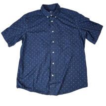 George Button Down Shirt Mens Large Blue Short Sleeve Casual Classic Fit Collar - $19.94