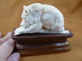 bear-109 bear eating snack of shed ANTLER figurine Bali detailed carving... - $72.92