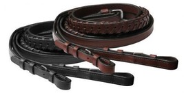 English Saddle Horse 54&quot; X 1/2&quot; Laced Leather Bridle Reins Black or Brown Reins - £14.81 GBP