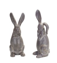 Rabbit Figurine (Set of 2) 15.25&quot;H, 16.25&quot;H Cement - £87.09 GBP