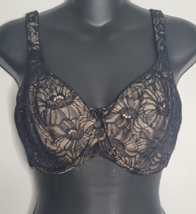 Soma Bra Womens 36D Unlined Underwire Black Floral Sensuous Lace - $15.99