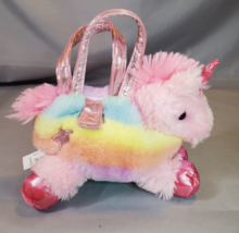 Aurora Trendy Fancy Pals Pink Unicorn Plush in Pastel Carrier 8in  2014 Sparkly - £7.87 GBP