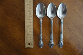 Lot 3x Rogers Co Precious Rose Stainless Floral Teaspoon Flatware 6.1&quot; - $10.95
