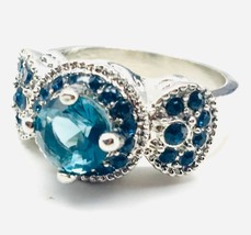 Aquamarine Style Gemstone Fashion Ring Size 7 - £6.86 GBP