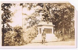 Antique Photo WW2 Era Soldier By Monument - $2.96