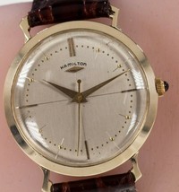 Hamilton 14k Yellow Gold Vintage Men&#39;s Hand-Winding Watch w/ Leather Band - $1,611.30