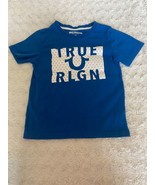 True Religion Youth Kids White Box Horseshoe Logo Blue T Shirt Size 6 - $396.63 MXN