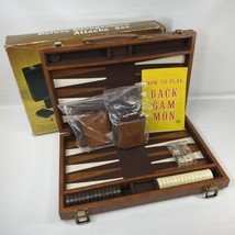 Vtg Deluxe Backgammon Attache Set Model # 2600 Tan Leather Case Original... - $31.79